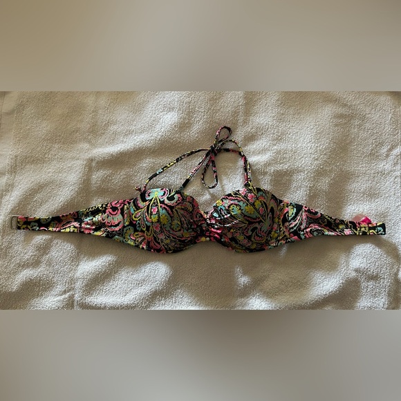 Floral Multicolor Women's Tie Up Swim Top - Picture 5 of 5